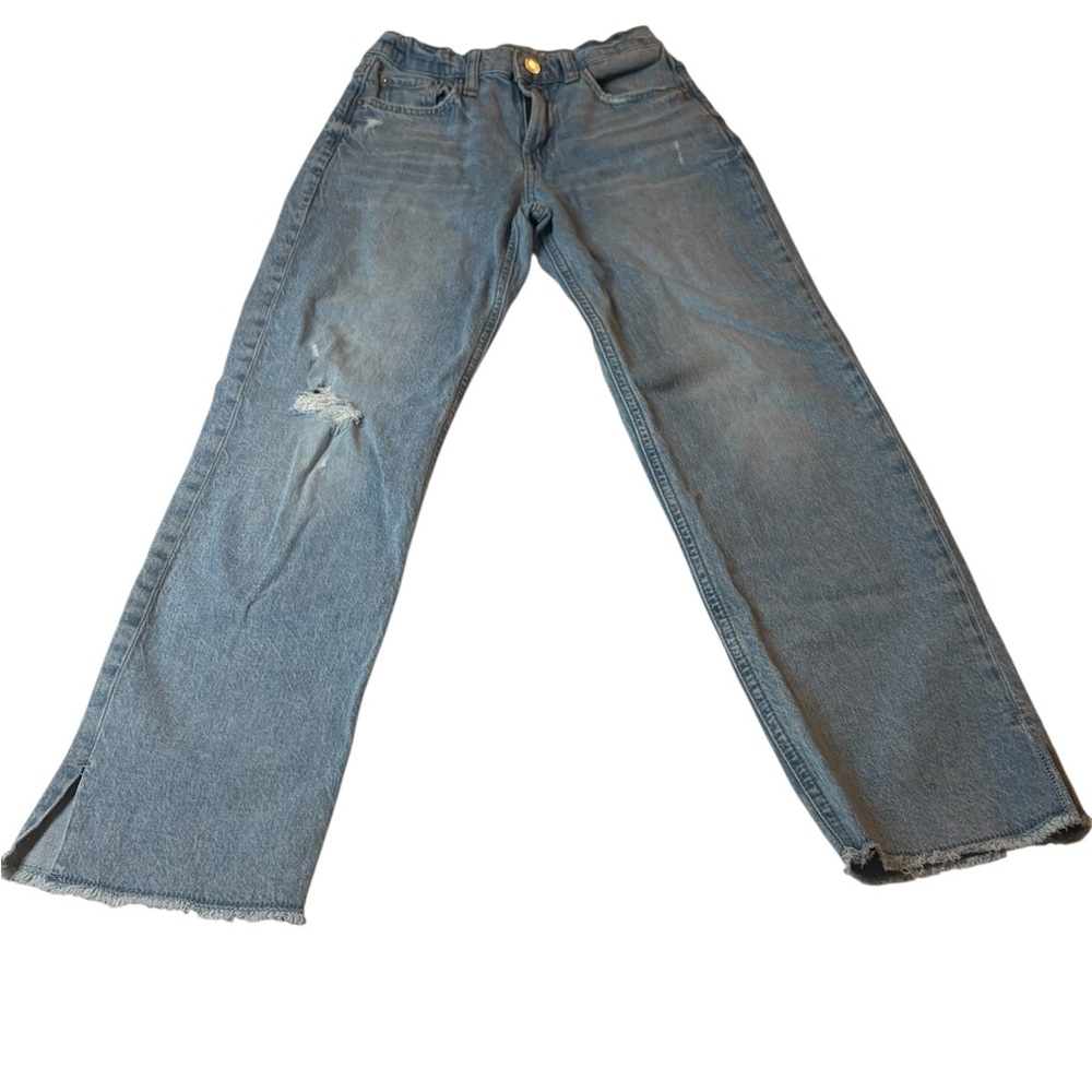 GAP High Rise 90s Loose Jeans Blue Distressed Straight Leg Girls Size 12